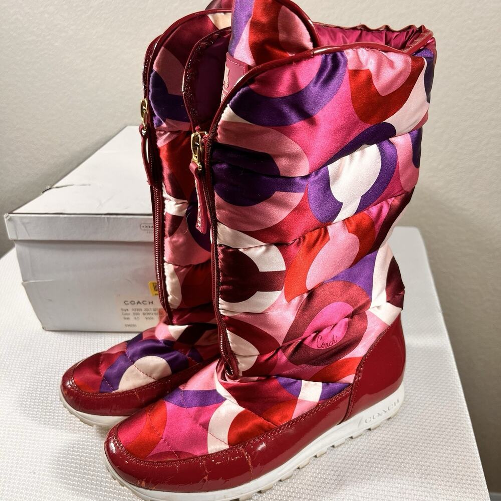 Coach Jolt Signature Puff Snow Boots Women’s 8M‎ Pink /BBR BERRY